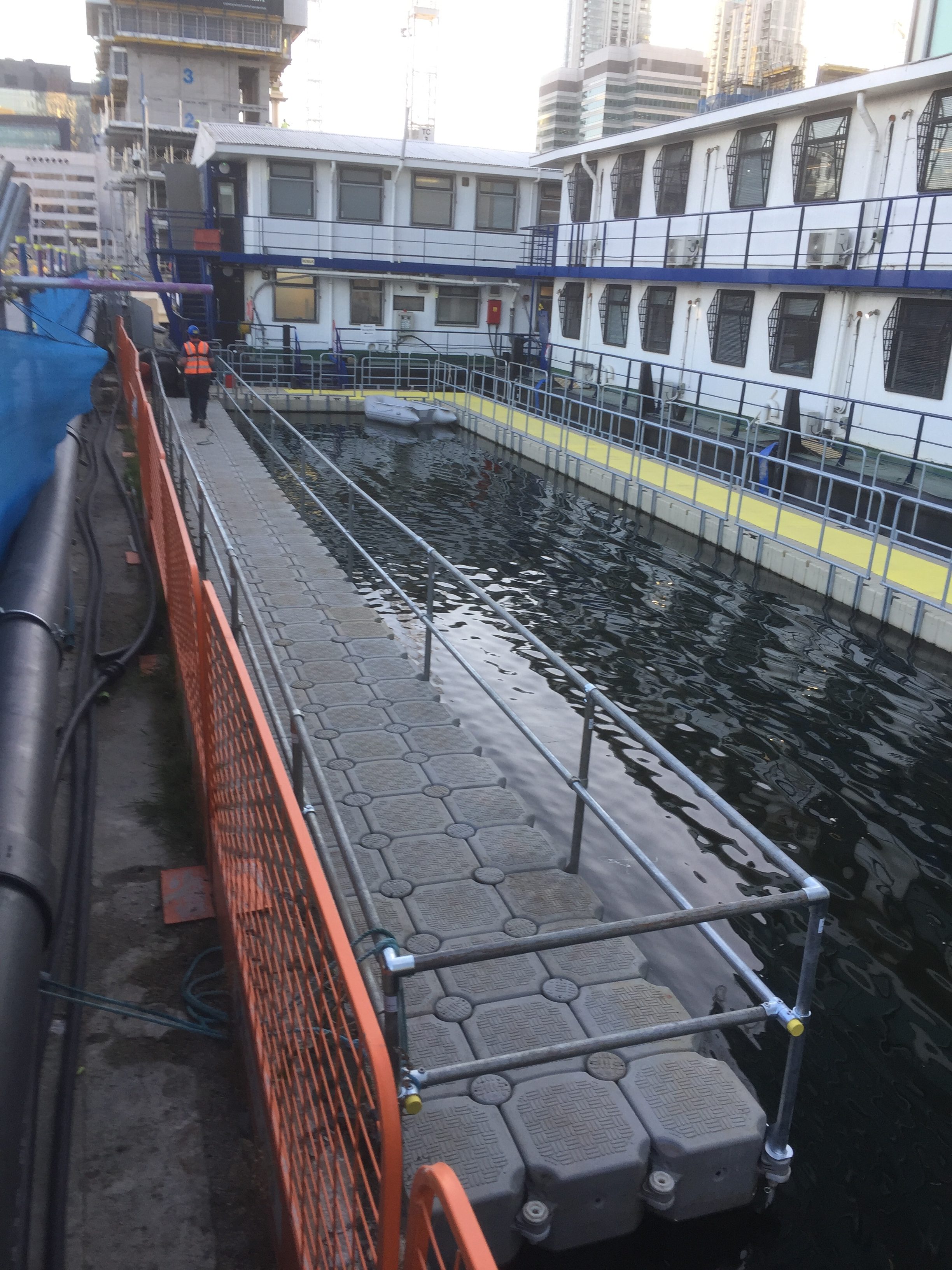 Floating pontoon project at Canary Wharf in London